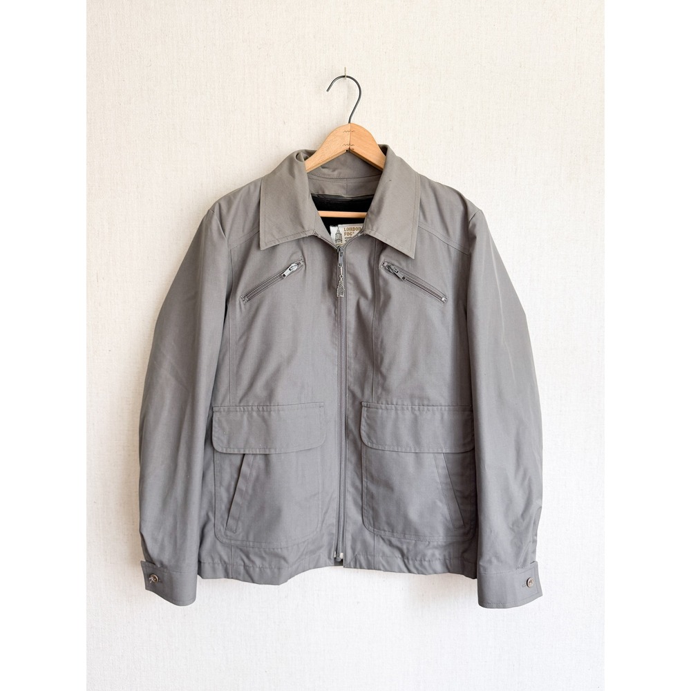 London Fog Jacket Vintage Faux Fur Lined Harrington 38 Reg Gray Utility Zip